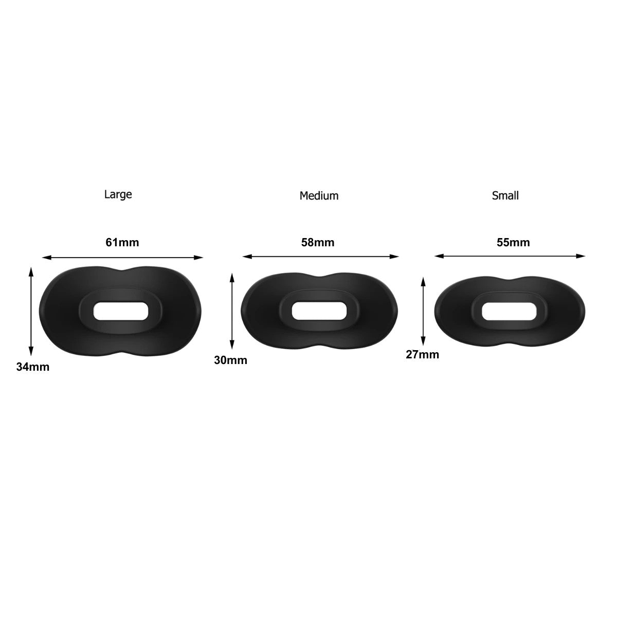 measurement of 3 sizes of mouthpiece