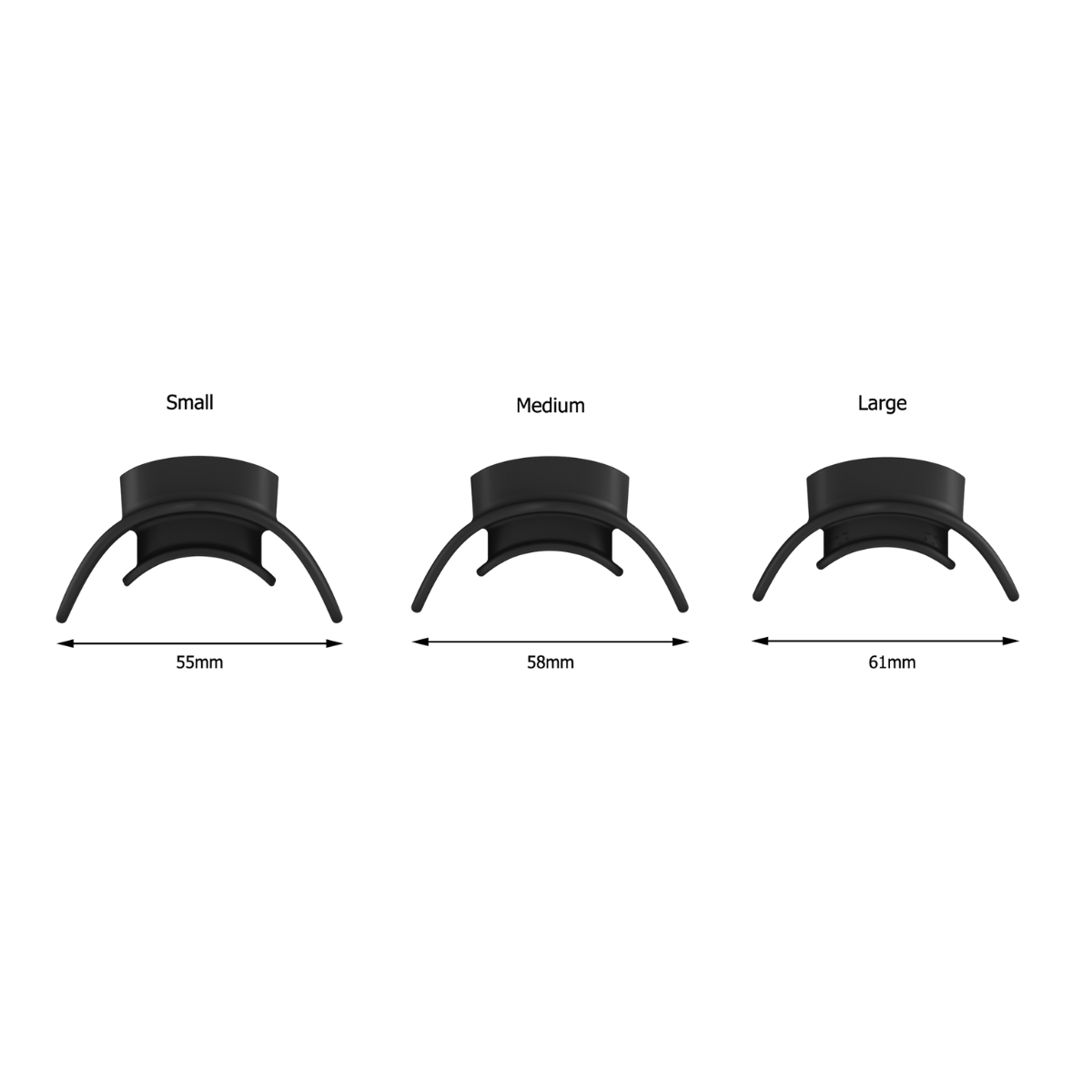 measurement of 3 sizes of mouthpiece
